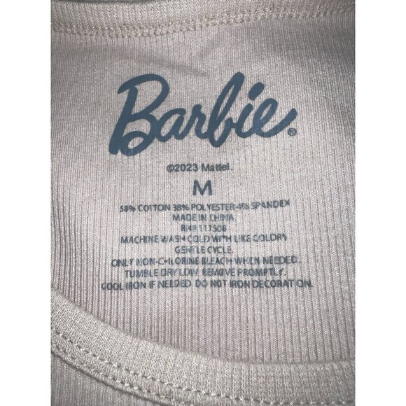 BARBIE Womens Graphic Shades of Barbie Ribbed Cropped Tank Top Sz M - Picture 5 of 6